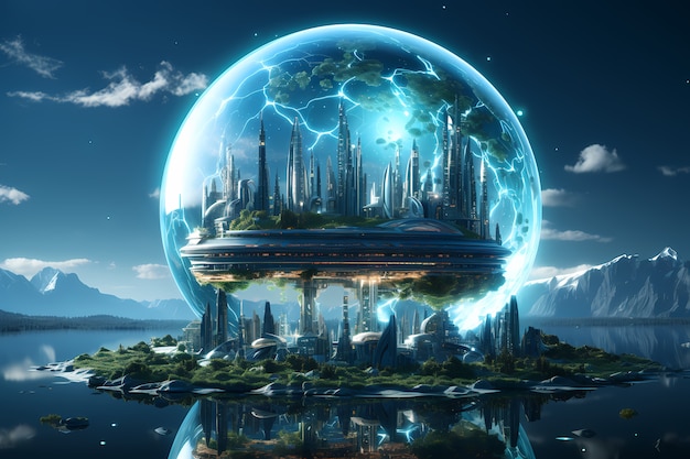 Free photo high tech view of futuristic earth