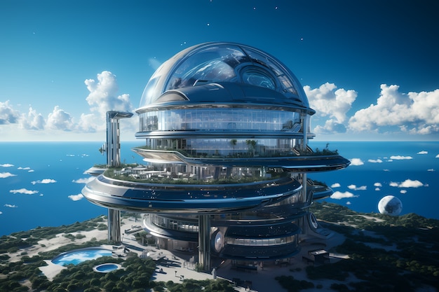 Free photo high tech view of futuristic earth