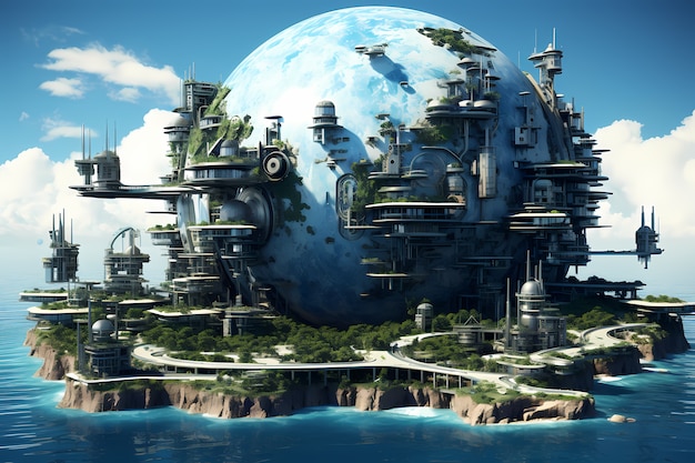 Free photo high tech view of futuristic earth