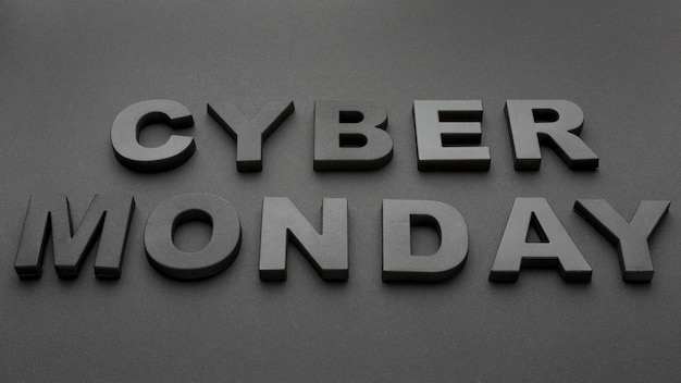 High view cyber monday text