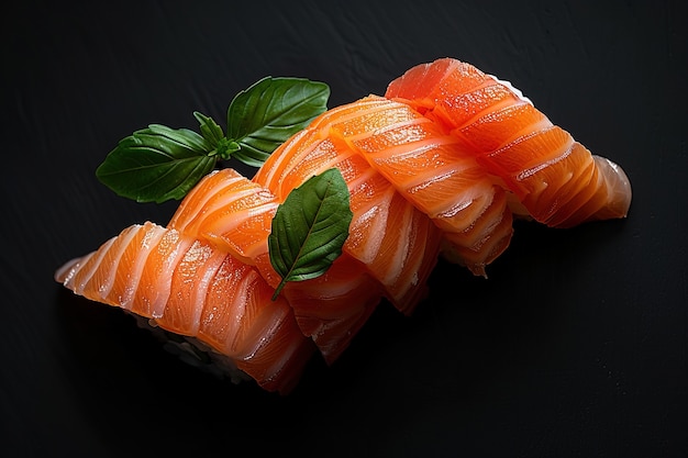 Free Photo highly detailed seafood sushi dish with simple black background