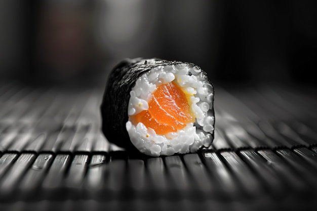 Free Photo highly detailed seafood sushi dish with simple black background