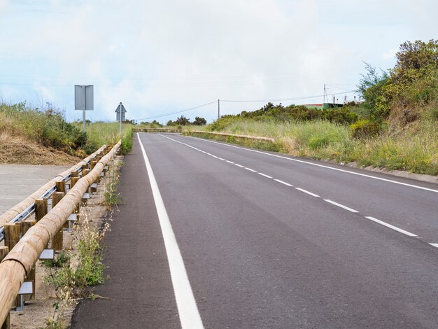 Highway asphalt and natural surroundings