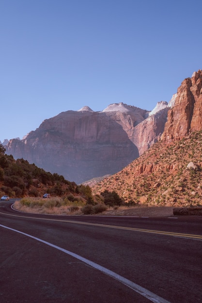 Free Photo highway road in the middle of a natural canyon in coconino county, arizona