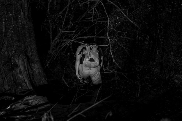 Free Photo hiker in night vision