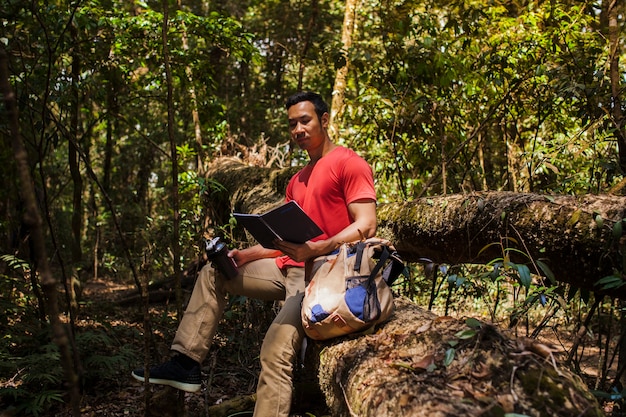 Hiker with book