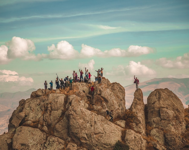 Free photo hikers on mountains