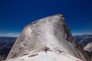 Free photo hikers standing on half dome, united states