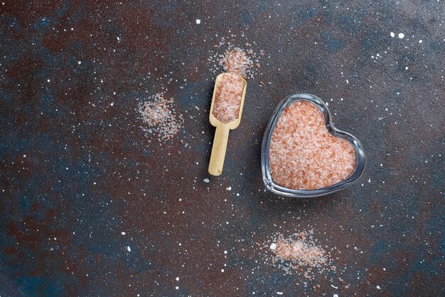 Himalayan pink salt, top view