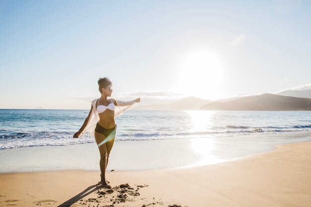 Holiday concept with woman at the beach