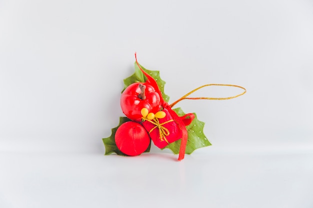 Holy berry ornament on white background