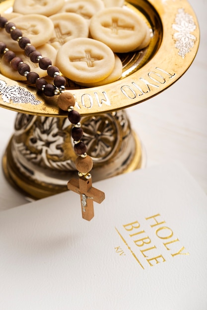 Holy communion concept with bible