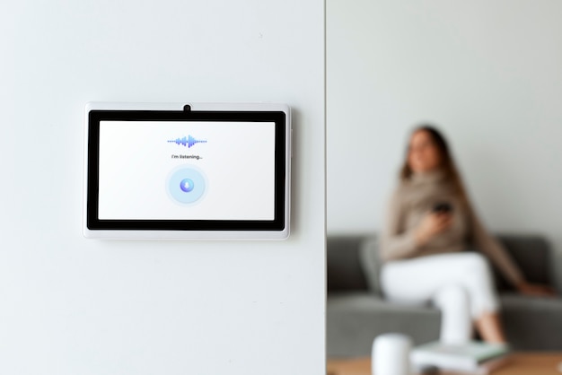 Home automation panel monitor on a wall