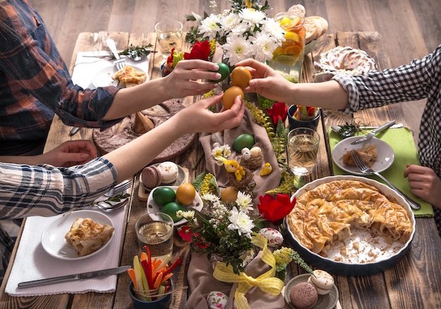 Free photo home holiday friends or family at the festive table