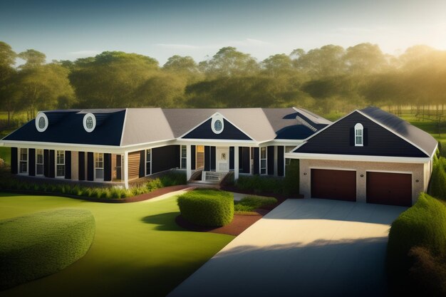 A home with a black roof and black roof