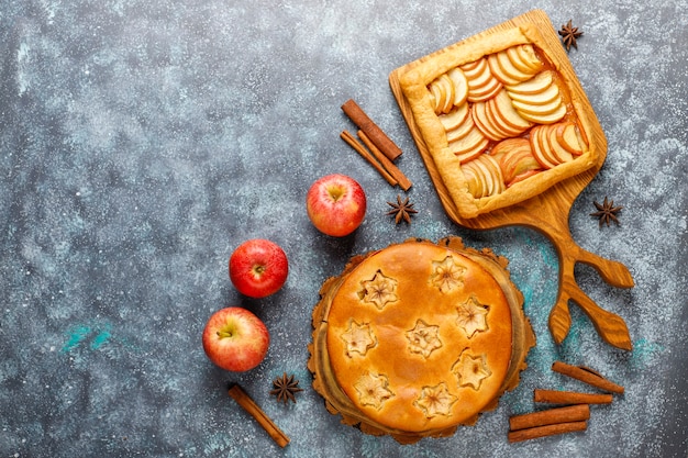 Free photo homemade apple pie,cake and galette.