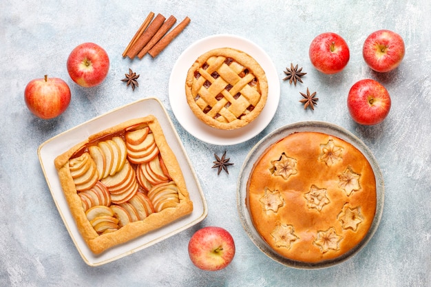 Homemade apple pie,cake and galette