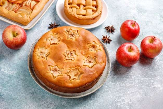 Homemade apple pie,cake and galette.