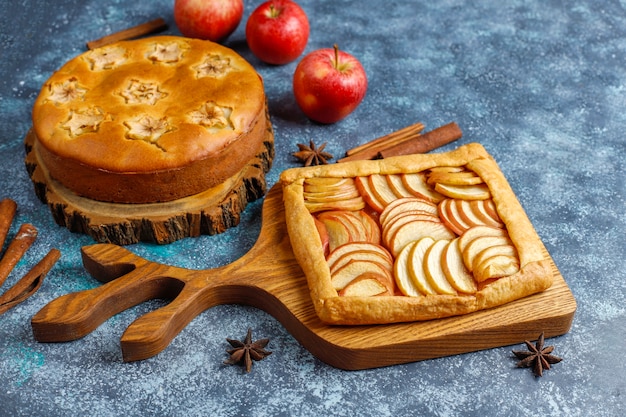 Homemade apple pie,cake and galette.