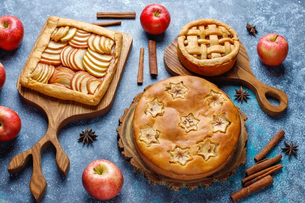 Homemade apple pie,cake and galette.