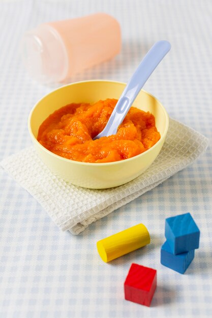 Homemade baby food in bowl