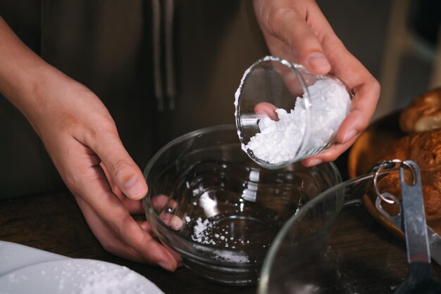 Homemade bakery preparing Baking in a kitchen at home a lot of baking ingredients on the table