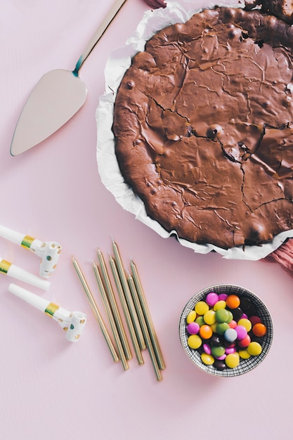 Homemade birthday chocolate cake 