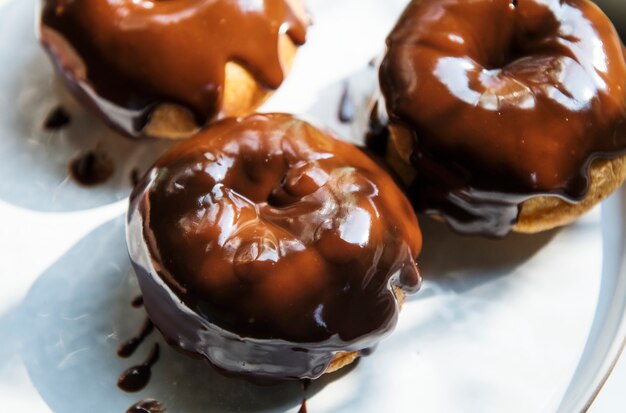 Homemade chocolate doughnuts food photography recipe idea