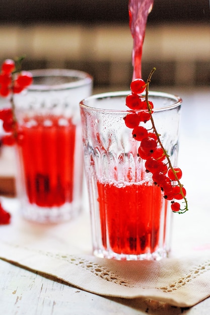 Homemade cold red currant berry drink