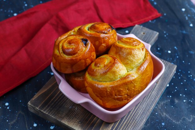 Homemade delicious chocolate buns.