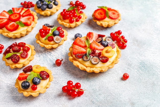 Homemade delicious rustic summer berry tartles.