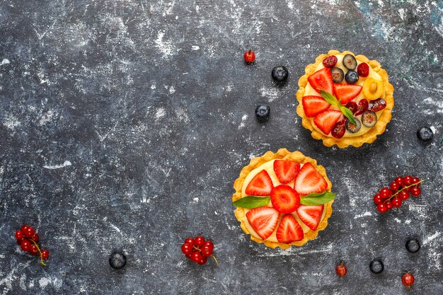 Homemade delicious rustic summer berry tartles.