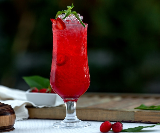 Homemade ice tea flavoured with strawberry