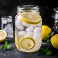 Free photo homemade lemonade with lemon and mint selective focus