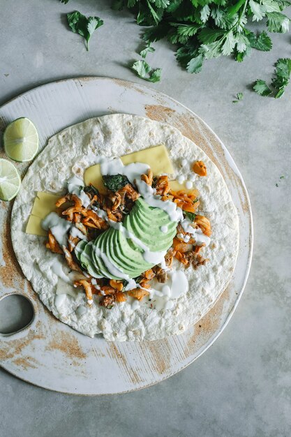 Homemade mushroom quesadilla food photography recipe idea