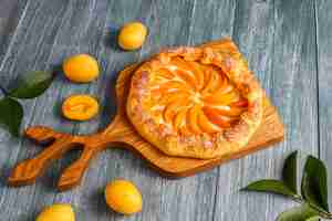 Free photo homemade rustic apricot galettes with fresh organic apricot fruits.