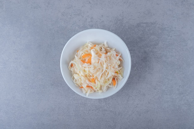 Homemade sauerkraut in bowl