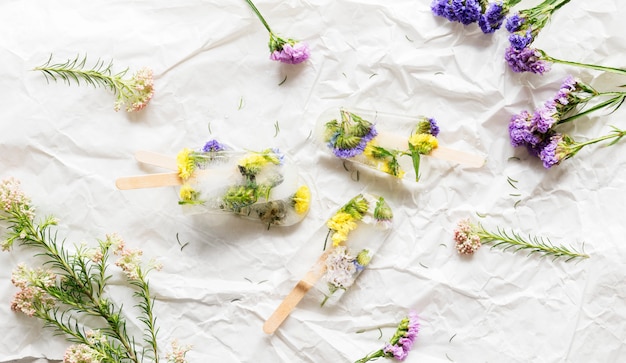 Free Photo homemade summer wildflower ice pop