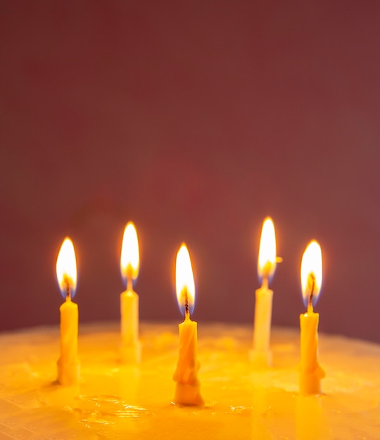 Free photo homemade sweet cake for anniversary with candles