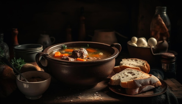 Free photo homemade vegetable stew healthy and hearty refreshment generated by ai