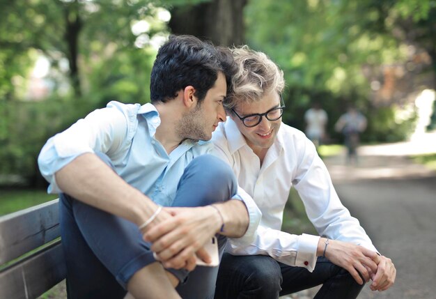 Homosexual couple at the park