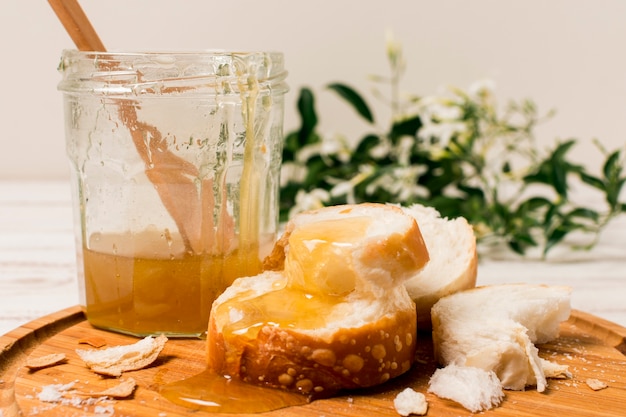 Honey jar with bread