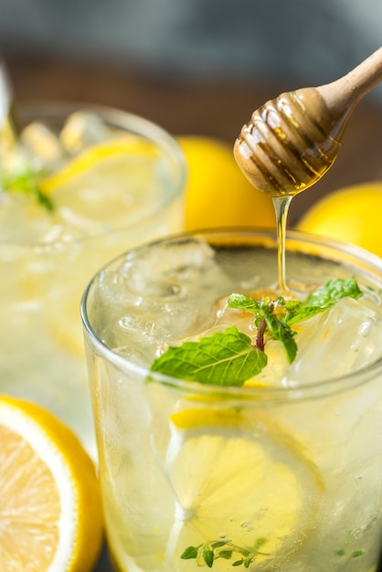 Honey lemon soda beverage photography