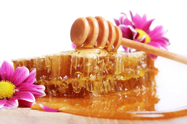 Honey on the wooden table