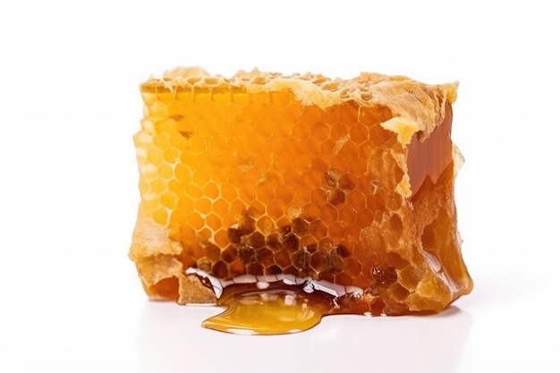 Free photo honeycomb with honey isolated on white background ai generative