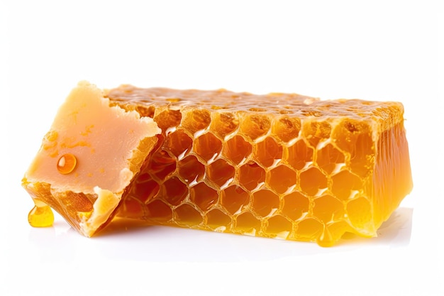 Free photo honeycomb with honey isolated on white background ai generative