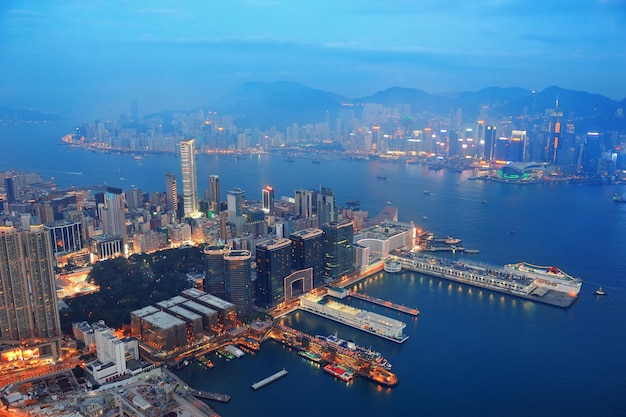 Free photo hong kong aerial night