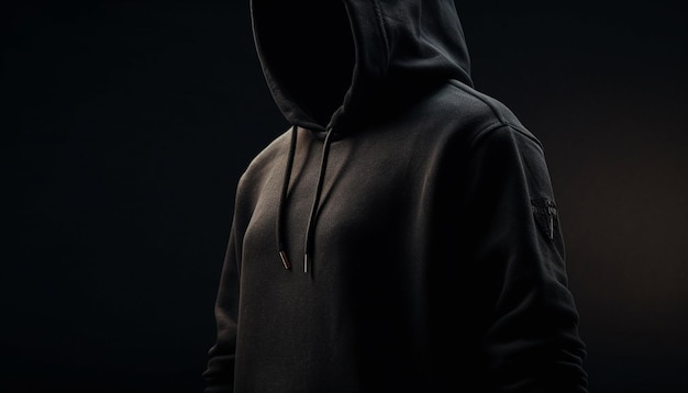 Hooded burglar lurking in the dark shadows generated by AI