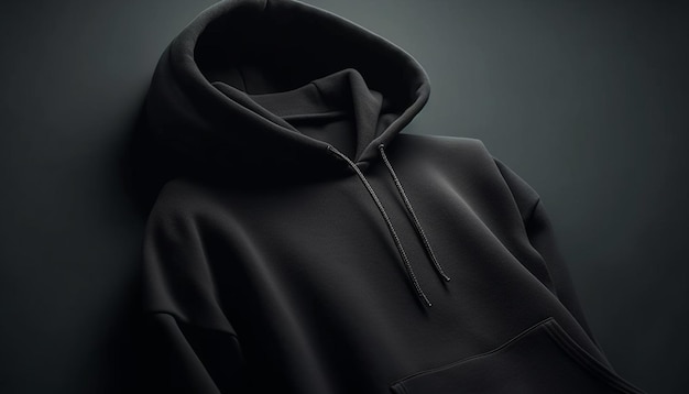 Hooded jacket on fashion model in black generated by AI