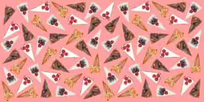 Free photo horizontal pattern of different pies isolated over pink